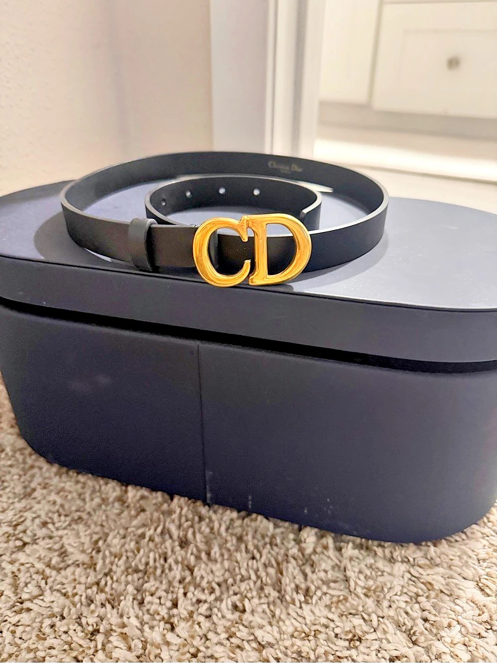 Christian Dior 30 Montaigne Reversible Belt Black & Gold